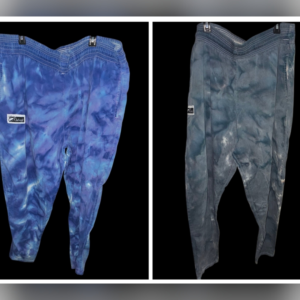 2 Chefwear Blue and Gray Tie-Dye Bottoms